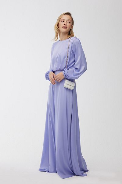 Manuka Abendkleid aus Seidensatin Lavendel