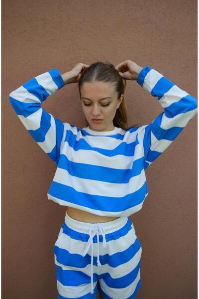 CAN ÇAPAR Mini pantaloni scurți cu dungi albastre