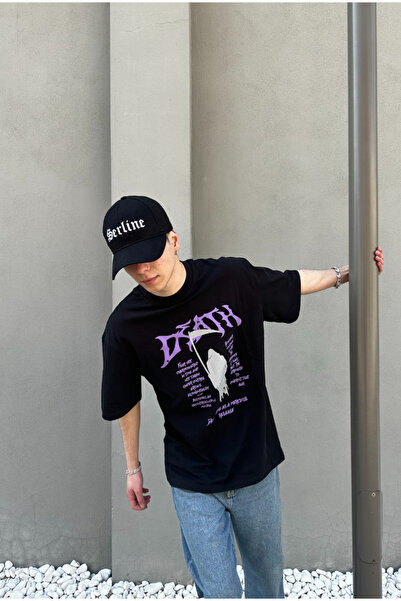 serline Death Printed Siyah Oversize T-shirt