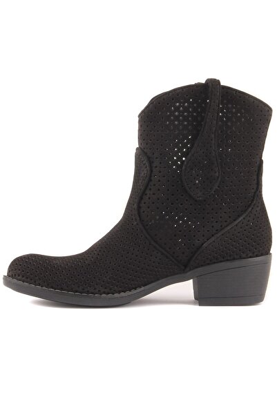 SailLakers - Μαύρες γυναικείες καλοκαιρινές μπότες Nubuck χωρίς φερμουάρ 105-2596-VENUS