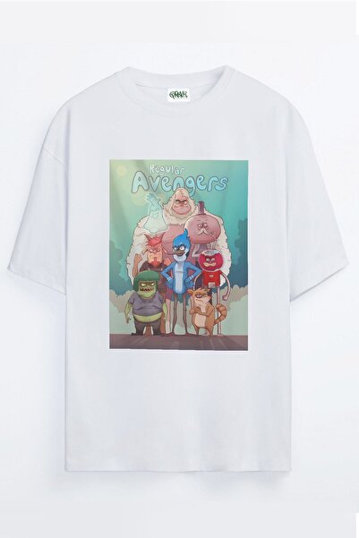 Grove Fashion Continuous Series Regular Show Printed Unisex Oversize T-shirt