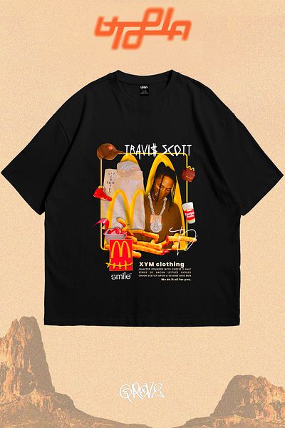 Grove Fashion Tricou oversize unisex cu imprimeu MC Burger Travis Scott