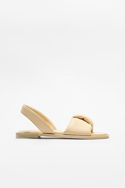 Elle Shoes Sandale plate damă din piele galbenă