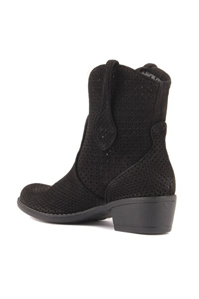 SailLakers - Μαύρες γυναικείες καλοκαιρινές μπότες Nubuck χωρίς φερμουάρ 105-2596-VENUS