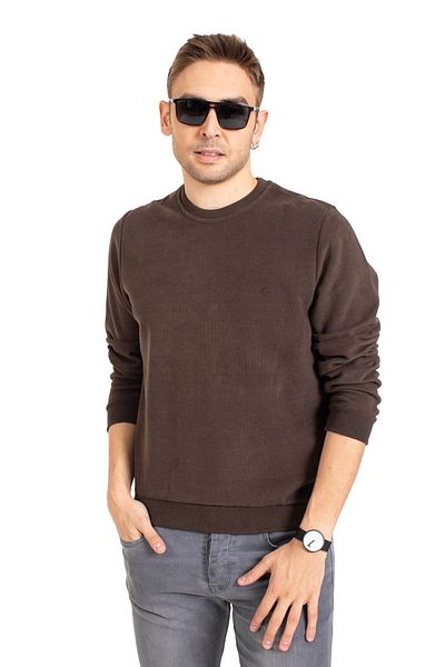 Mutlu City Ανδρικό φούτερ Classic Regular Fit Cotton Thessaloniki με στρογγυλή λαιμόκοψη 1111-χρώμα καφέ