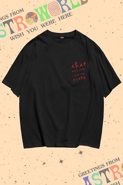 Grove Fashion Tricou oversize unisex Asap Rocky Flame Minimal