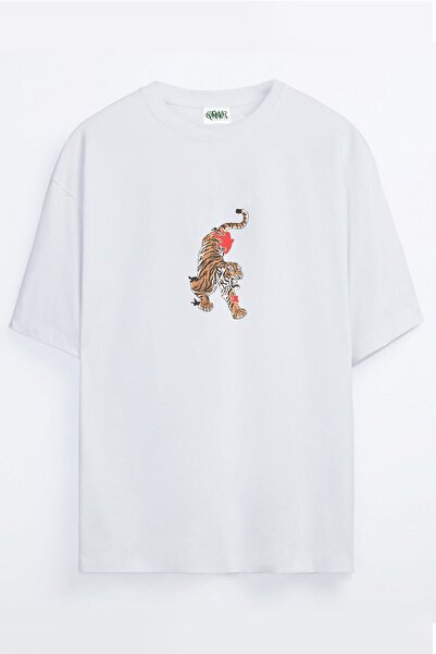 Grove Fashion تي شيرت كبير الحجم مطبوع من الأمام والخلف للجنسين من Wild Stay ...