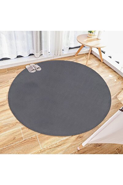 Valery Home Vl Yuvarlak Comfort Overloklu Antrasit Peluş Halı