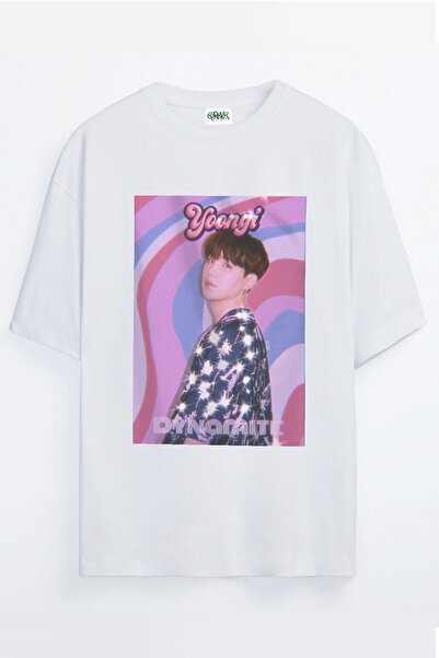 Grove Fashion تي شيرت كبير الحجم مطبوع للجنسين من Bts Army Yoongi