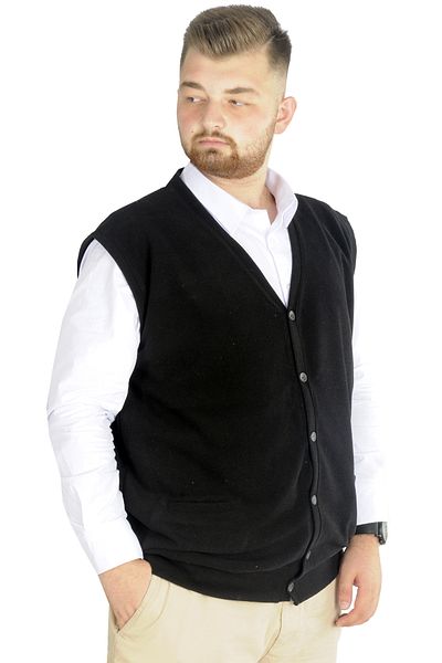 ModeXL Mode Xl Ανδρικό Γιλέκο Pıtırcık Thessaloniki με κουμπιά 20545 Μαύρο