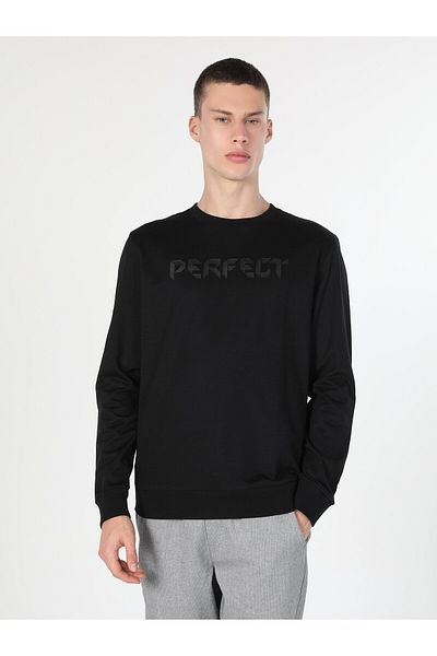 Colin's Black Regular Fit Printed Men's Sweatshirt - Cl 1060122