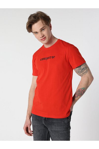 Colin's Regular Fit Printed Crew Neck Red Men's Short Sleeve T-Shirt Cl 1062741