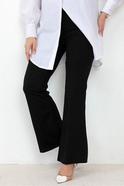 Bestenur Piyale Hose mit spanischem Bein 653 – Schwarz
