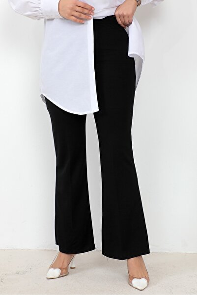 Bestenur Piyale Spanish Leg Trousers 653 - Black