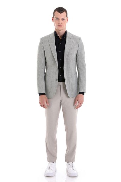 Hatemoğlu Green Slim Fit Patterned Mono Collar Casual Jacket