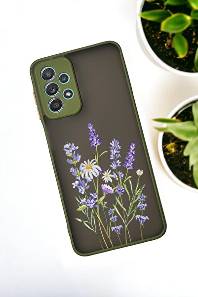 mooodcase Samsung Galaxy A23 Uyumlu Lavender Desenli Buzlu Şeffaf Lüx Telefon Kılıfı