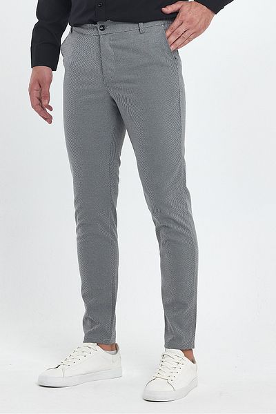 MODAMESTO Men's Slim Fit Dark Gray Linen Trousers