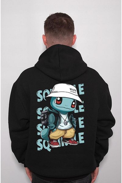 BIGROON Hanorac cu glugă unisex Hippie Pokemon Squirtle