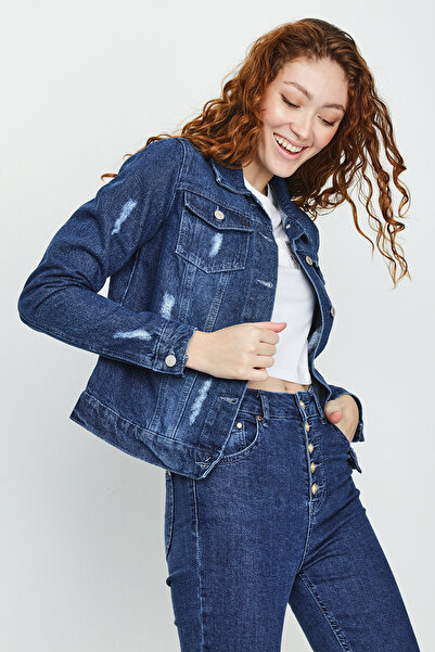 Select Moda Жіноча синя джинсова куртка на ґудзиках