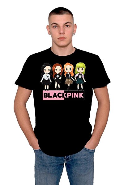 BIGROON Unisex Chibi Black Rose Korea majica