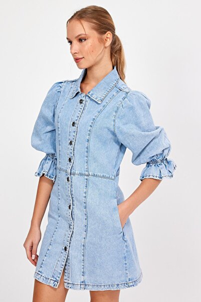 ALEXANDERGARDI SPECIAL COLLECTION, SLEEVE DETAILED DENIM DRESS (5012)