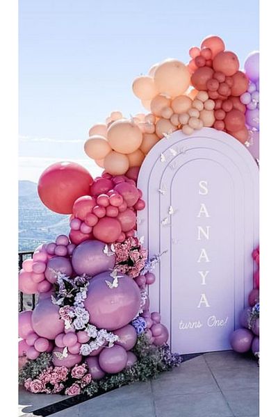 Çemrek Süs Parti Lavender wild strawberry balloon chain set 100pcs