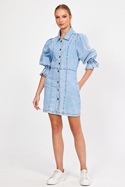 ALEXANDERGARDI SPECIAL COLLECTION, SLEEVE DETAILED DENIM DRESS (5012)
