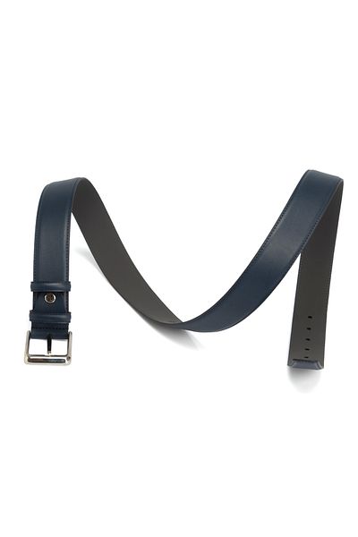 Tergan Navy Blue Leather Men's Belt 00305c3a