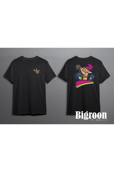 BIGROON Rok&rol hip-hop muzika, zvučnik, koncert, slušanje, majica unisex T-s...