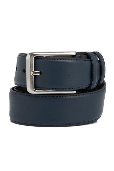 Tergan Navy Blue Leather Men's Belt 00305c3a