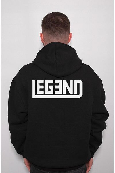 BIGROON Унисекс суитшърт с качулка Legend King Legend