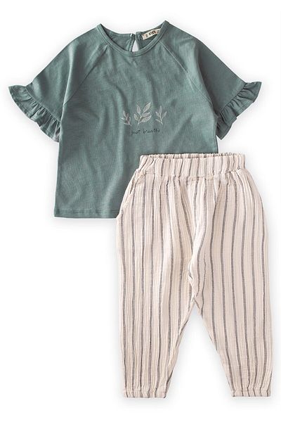Cigit Just Breathe Printed Set Age 2-8 Çağla Yeşil