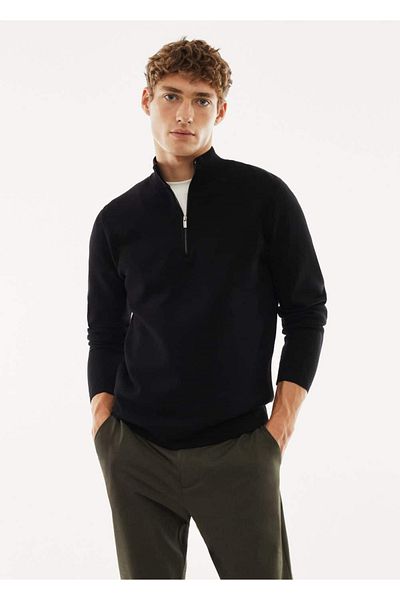 MANGO Man Pullover mit Perkins-Kragen und Reißverschluss