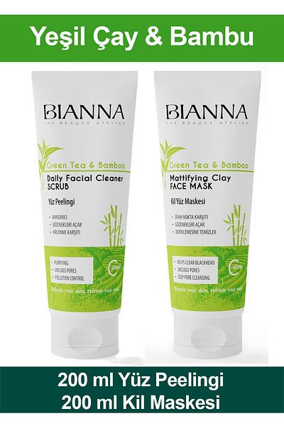 Bianna Green Tea and Bamboo Extract Peeling and Clay Mask 200+200 ml