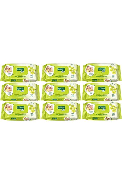 Komili Soft Islak Havlu Mendil 70 Yaprak (9 LU SET) 630 Yaprak Plastik Kapaklı