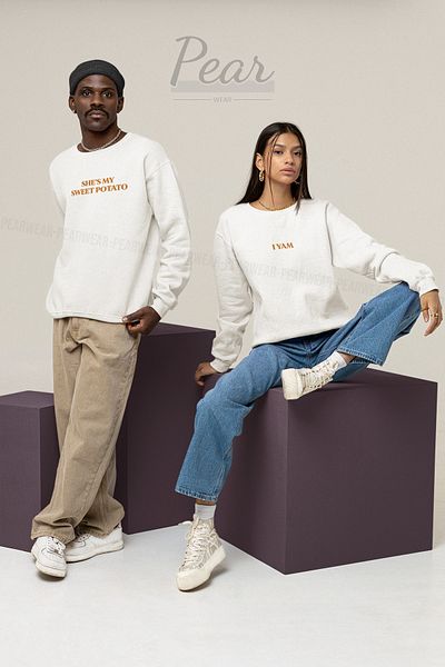 Pear Wear Φούτερ 2 τεμαχίων Sweet Potato Printed Couple Hoodie Unisex Oversize Lover Set