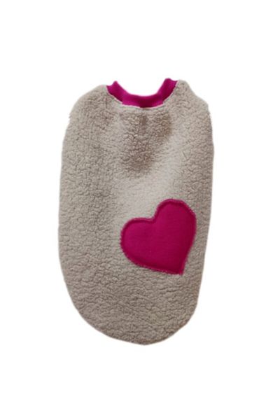 Gobo Pink Heart Soft Cream Welsoft Fabric Cat and Dog Clothing Dress