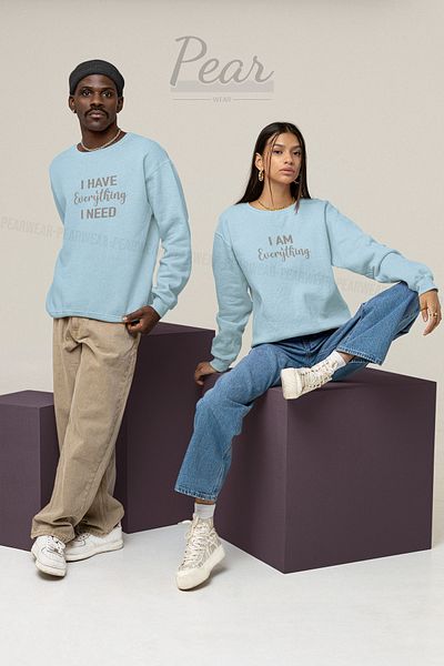 Pear Wear Everything Printed Unisex 3 Thread Raised Lover Set Oversize Φούτερ 2 τεμαχίων