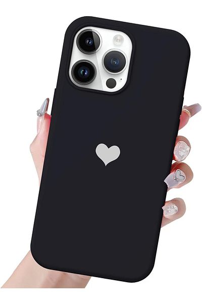 GAGA ELEKTRONİK Heart Logo Velvet Case for iPhone 14 Pro Max
