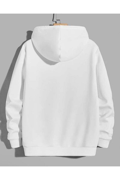 MODASHOT Φούτερ με κουκούλα Unisex White Brilliant Oversize με στάμπα