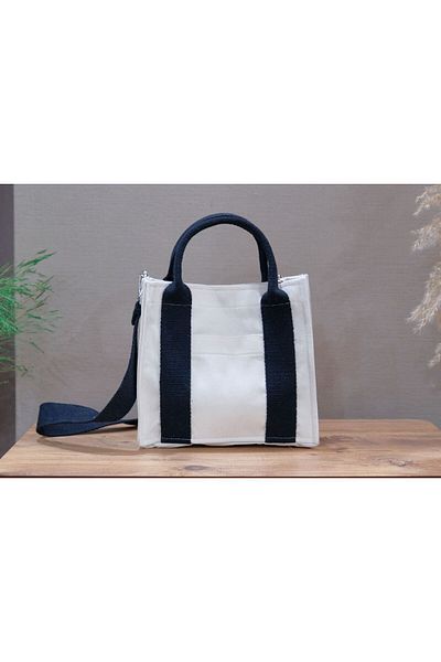 aklımdaki moda Organic Canvas Mini Tote Bag Cream 25x22