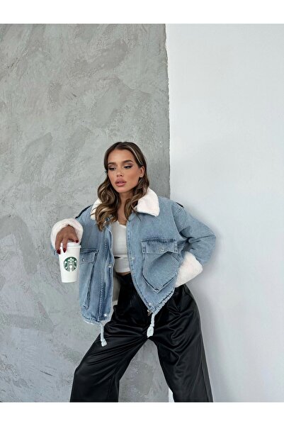 VESS MODA Жіночий комплект з шовковим капюшоном і кишенями на джинсах