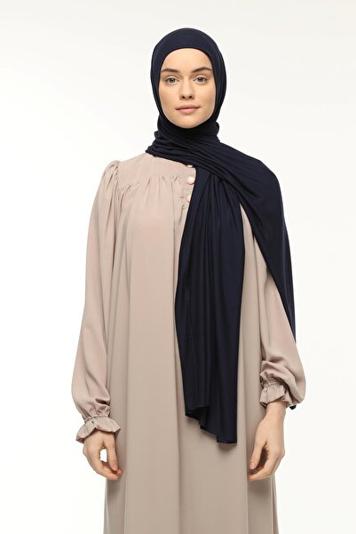 Altobeh Ready Practical Snap-on Luxury Organic Plain Combed Shawl Evenly Aligned Navy Blue