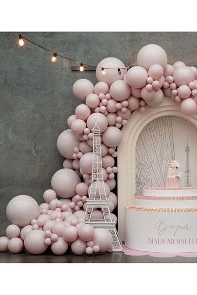 Çemrek Süs Parti Pink blush very light pink balloon chain set 100 pcs