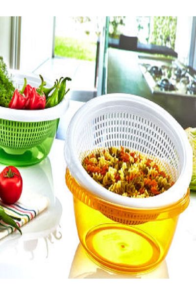 Kazanabil COLORED TRANSPARENT ROUND WASHING CONTAINER WITH STRAINER 4.2 LT