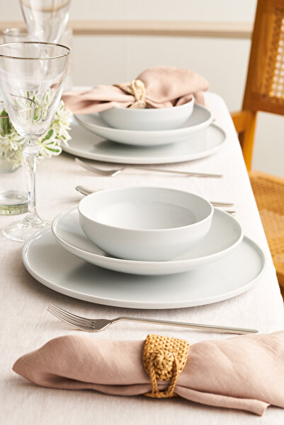 İSTANBUL PORSELEN Sara 18 Parça 6 Kişilik Yemek Takımı Gri