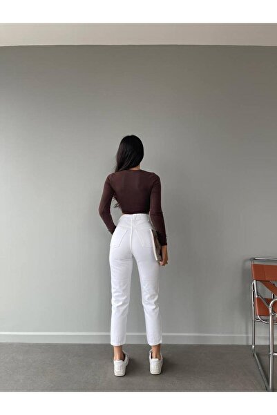 LAMİRAMOOD White Mom Jean High Waist