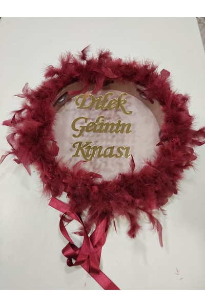 Evsay İsme Özel Otrişli Pleksi Süslü Deri Tef Kına Gecesi Gelin Tefi Vurmalı ...