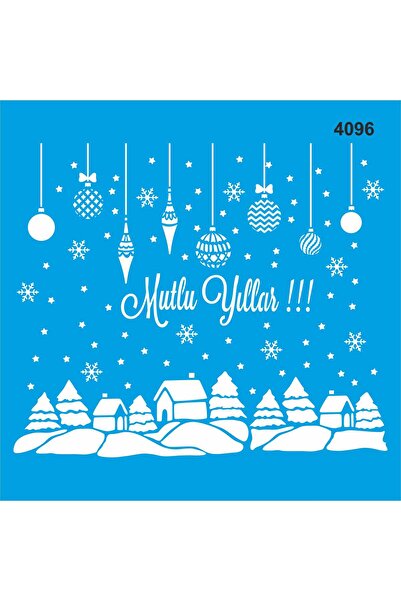 StencilSepeti Happy New Year - Stencil Painting Template 40x40