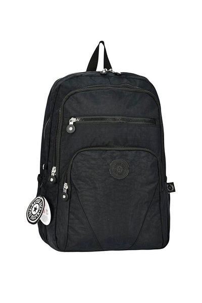 fao polo WOMEN'S BLACK COLOR PARACHUTE FABRIC MULTI-EYE 5 ZIPPER SCHOOL & SPORTS & TRAVEL BACKPACK